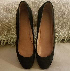 Madewell black low block heels suede 9.5